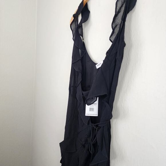 NEW Rumored NWT Sheer Ruffle Wrap Maxi Coverup Black M - Picture 10 of 14